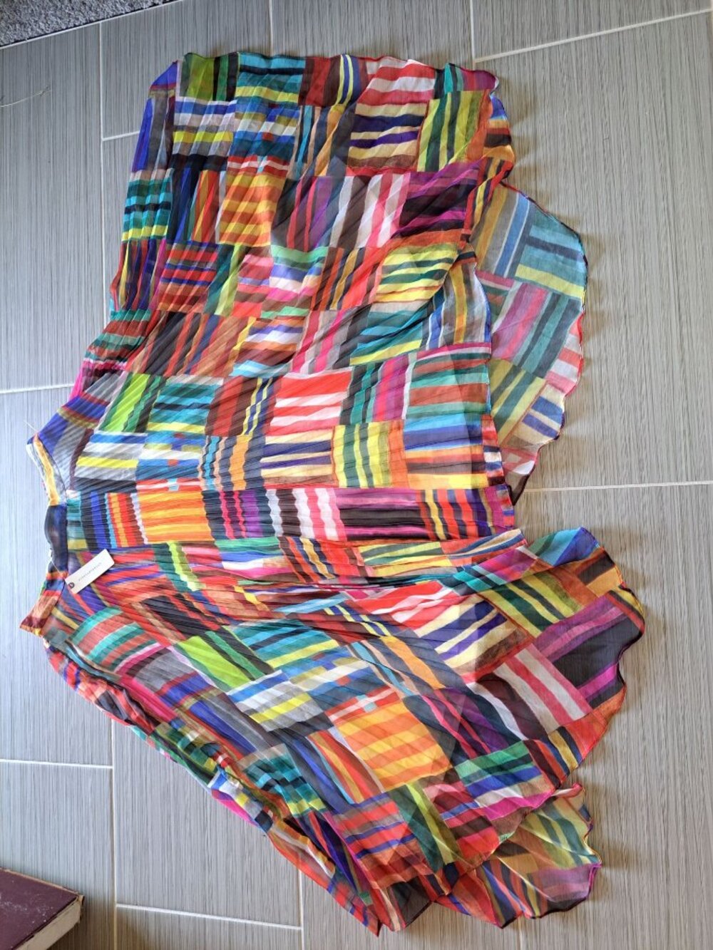 NEW Anthropologie Ranna Gill Pleated Midi Skirt Asymmetrical Hem Rainbow Small - Picture 13 of 16